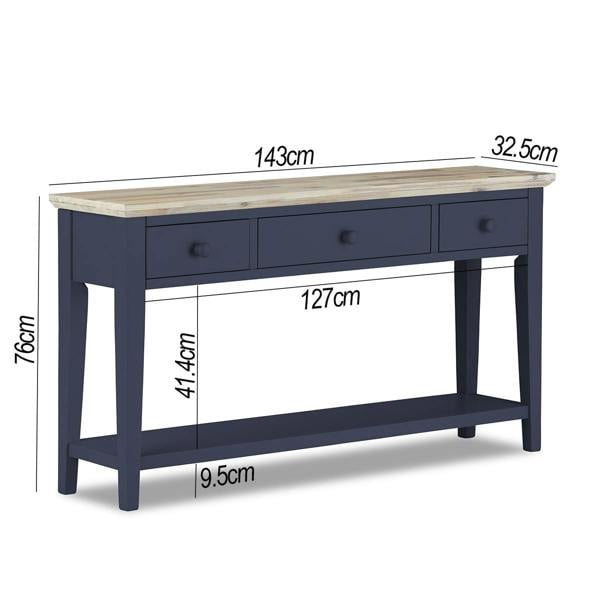 Statement Furniture Florence Console Table with 3 Drawers and Shelf. Hallway Slimline Storage
