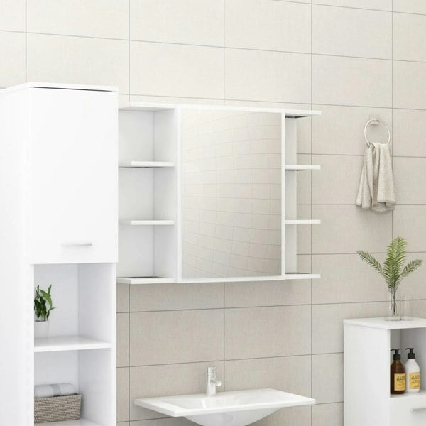 Berkfield Bathroom Mirror Cabinet White 80x20.5x64 cm Engineered Wood
