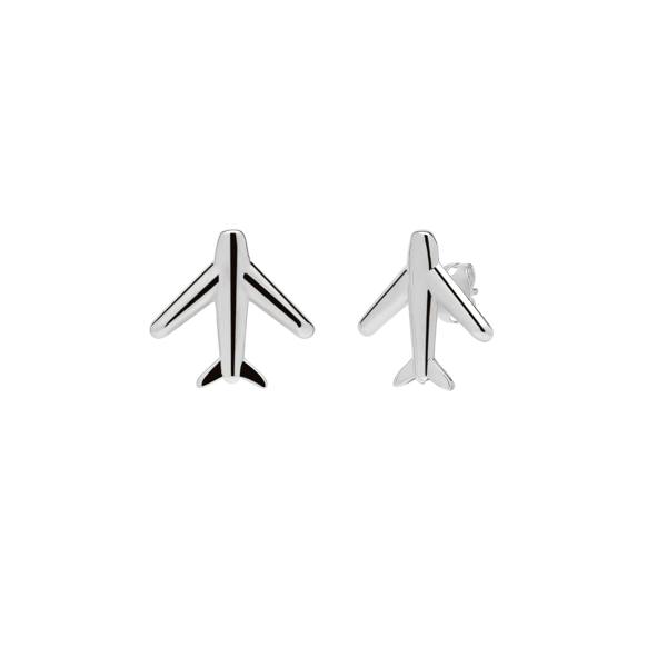 Spero London Airplane Sterling Silver Stud Earring