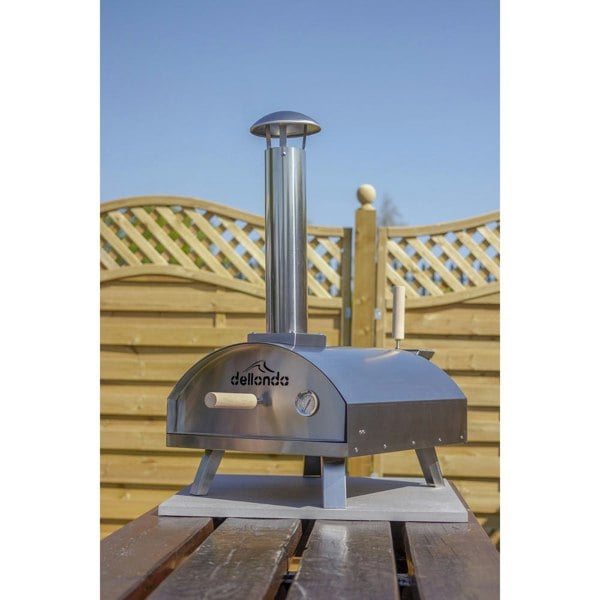 14" Portable Wood-Fired Pizza Oven & Smoker Stainless Steel Outdoor Garden Party - LoopsDirect