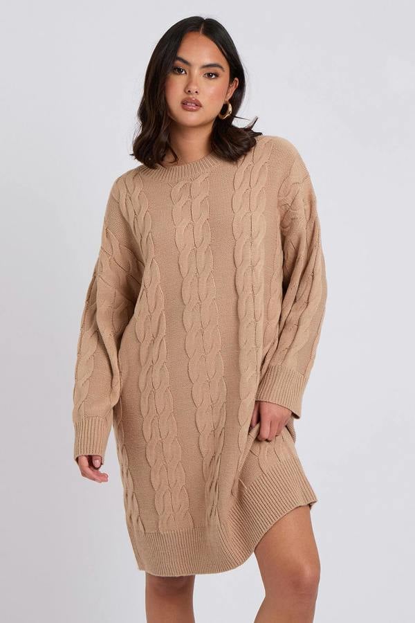 Urban Bliss Camel Crew Neck Mini Dress