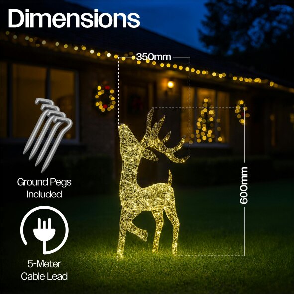 Scotts of Stow Xmas Haus 60CM Silver LED Christmas Festive Holiday Deer
