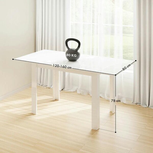 Extending Six-Person High Gloss Dining Table - White