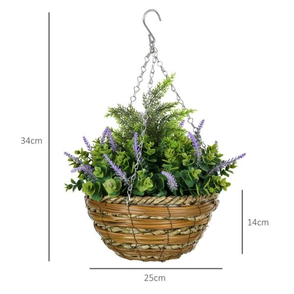 Dyzi Set of 2 Artificial Lisianthus Flower Hanging Baskets Purple