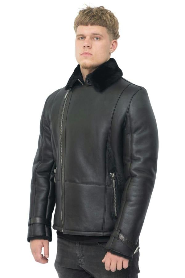 Infinity Leather Mens Double Breasted Sheepskin Leather Biker Jacket-Heathfield