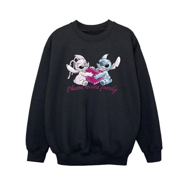 Disney Boys Lilo And Stitch Ohana Heart With Angel Sweatshirt - Black