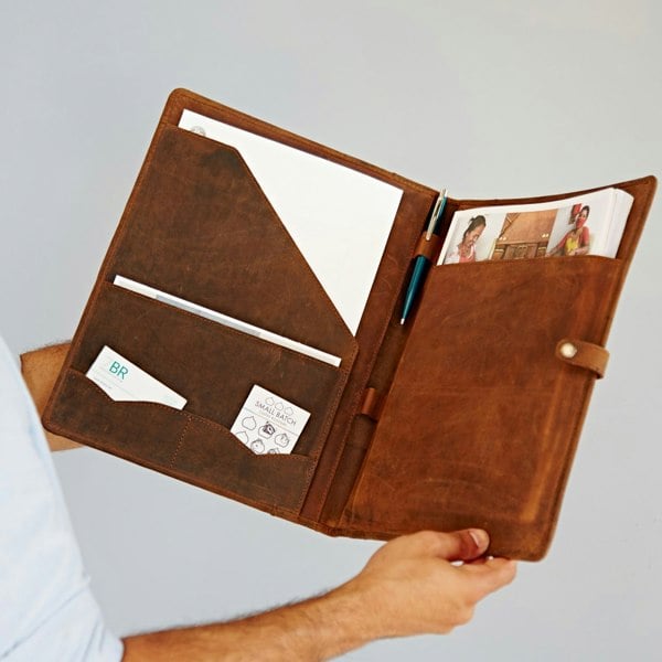 Paper High Distressed Buffalo Leather Document Portfolio