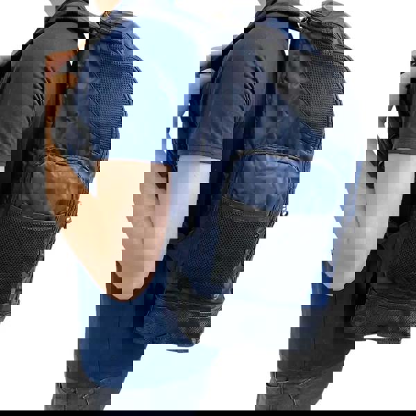 Navy Simply Swim backpack with padded adjustable straps and mesh pocket