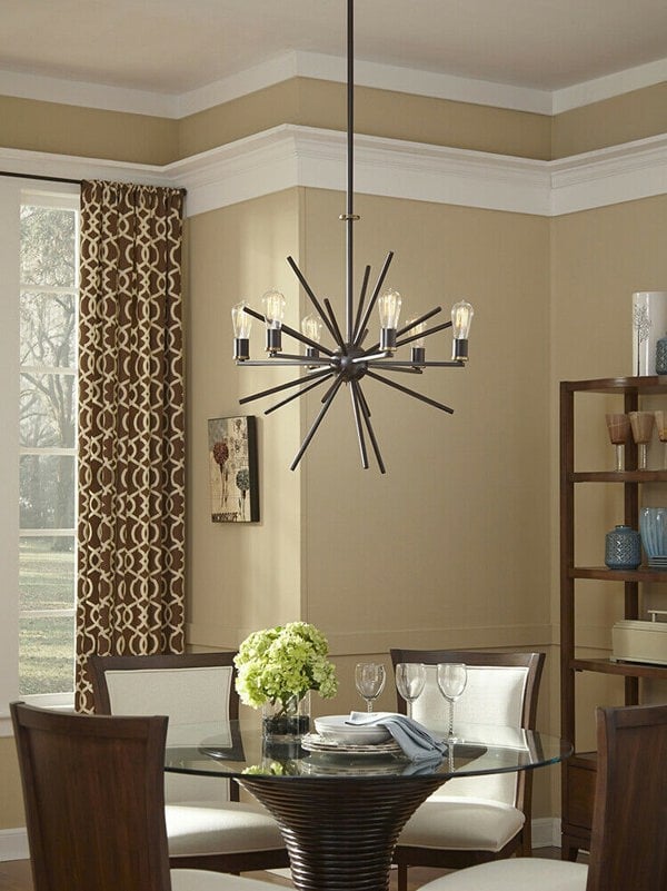 6 Bulb Chandelier Hanging Pendant LIght Western Bronze LED E27 60W Bulb Loops