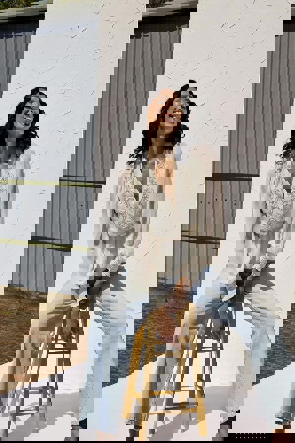 GWD Floral Embellished Sparda Top Cream