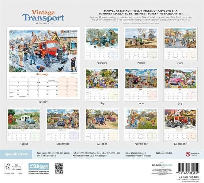 Vintage Transport Calendar 2027 (illustrations by Trevor Mitchell)