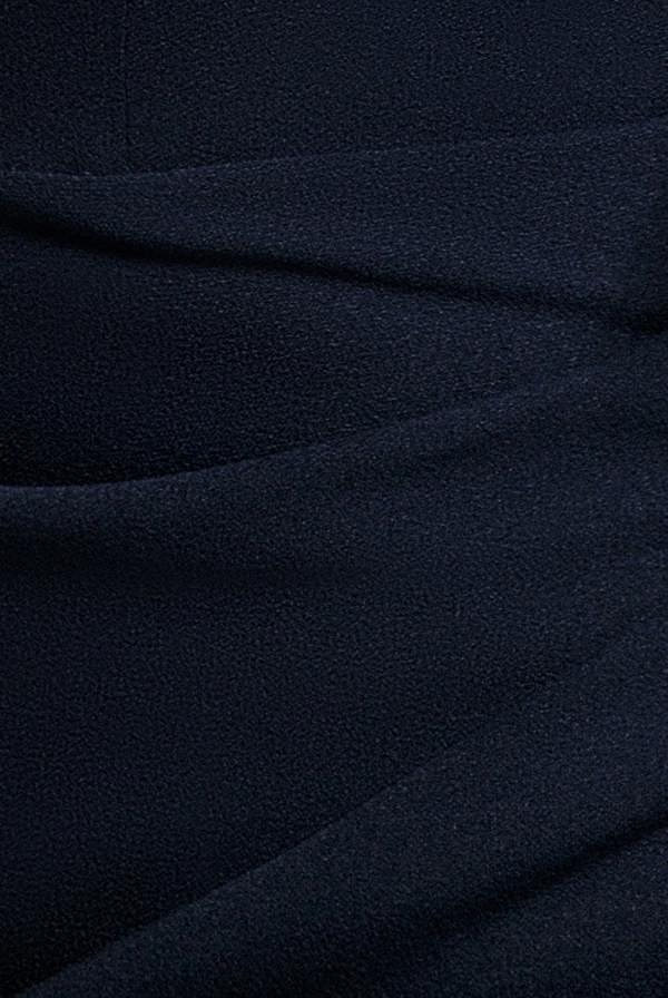 Satin Bow Bardot Sheath Maxi Dress - Navy Blue DR4999
