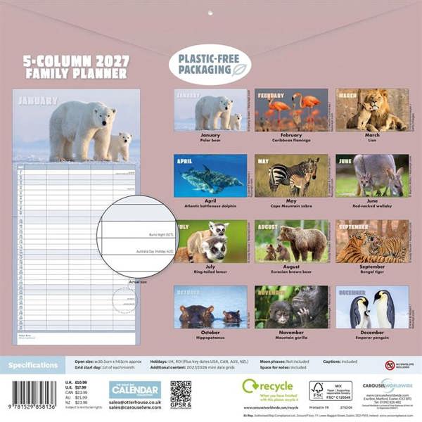 The Busy Life Family Planner 2027, Family Planners, Month To View, Animals, Gift