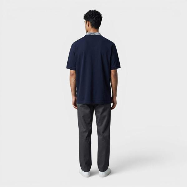 Missoni Contrast Collar Polo Shirt Navy Contrast Space Dyed Navy White