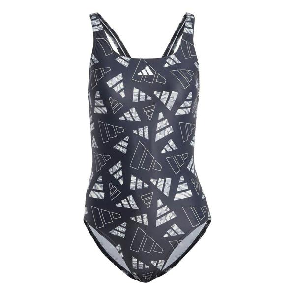 Adidas Womens/Ladies Bar Logo One Piece Swimsuit - Black - 