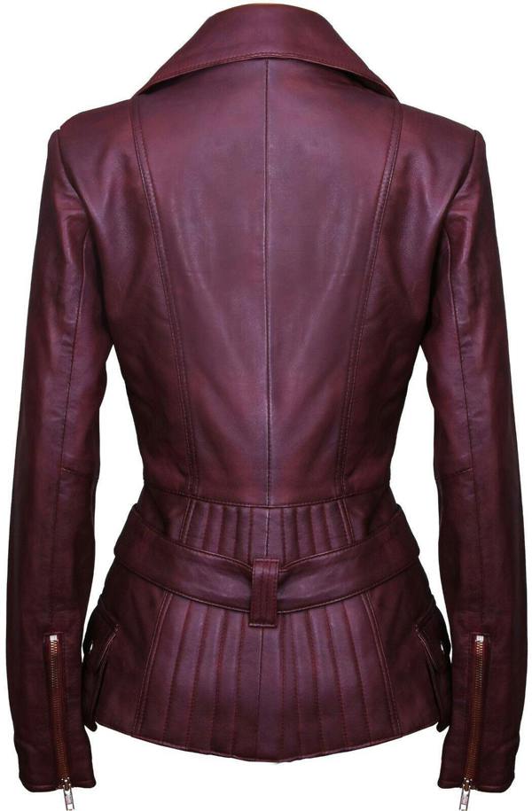 Infinity Leather Womens Long Leather Biker Jacket-Quito