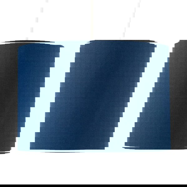 Modern Midnight Blue Linen Lamp Shade with Leaf Floral Pattern Lining Image 8