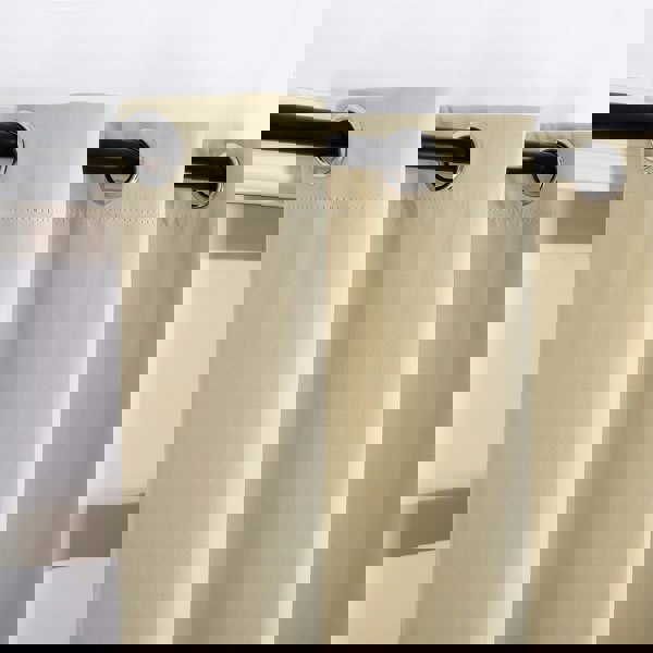 Cream Eyelet Curtains - Thermal Blackout Curtains - 46 x 63 Inch Drop - 2 Panel Image 5