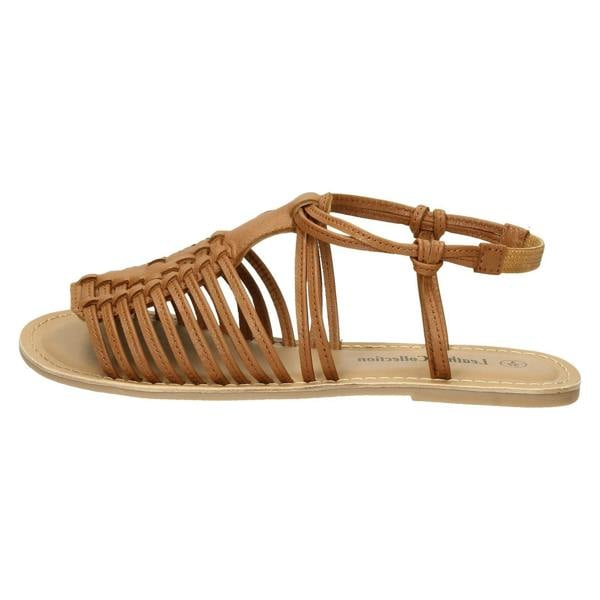Leather Collection Ladies Leather Collection Flat Strappy Sandals F00159