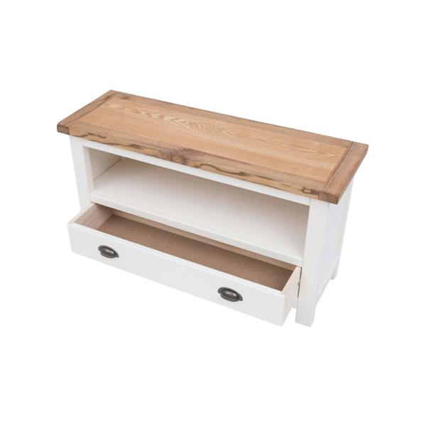 Cabinet Bits Lovere Off White 1 Drawer TV Cabinet Brass Cup Handle