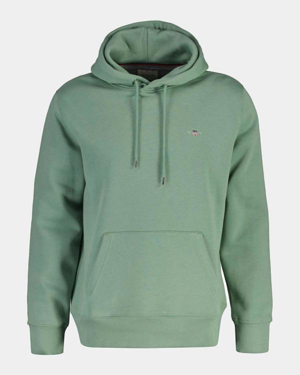 GANT Mens Regular Fit Shield Logo Pullover Hoodie - 308 Surplus Mint | CHO | Designer Mens Hoodies