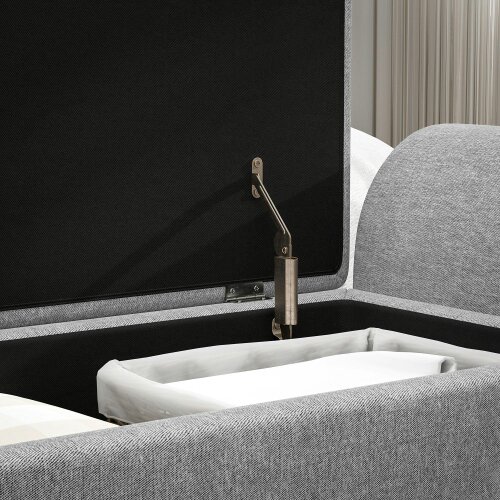 Wyld Haus Nesama Linen Grey Storage Bench With Armrest