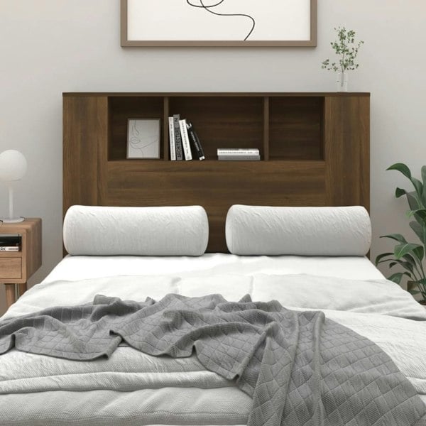 Berkfield Headboard Cabinet Brown Oak 120x18.5x104.5 cm