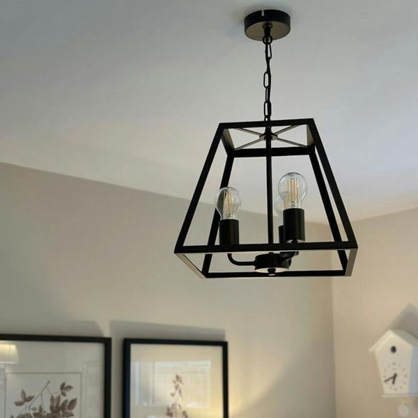 Pagazzi Lighting Charley 3-Light Black Lantern Ceiling Pendant