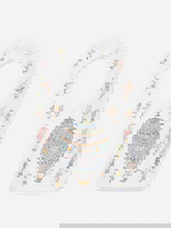 Atelier Choux Baby Hot Air Balloons Swaddle And Satin Bib Set in White