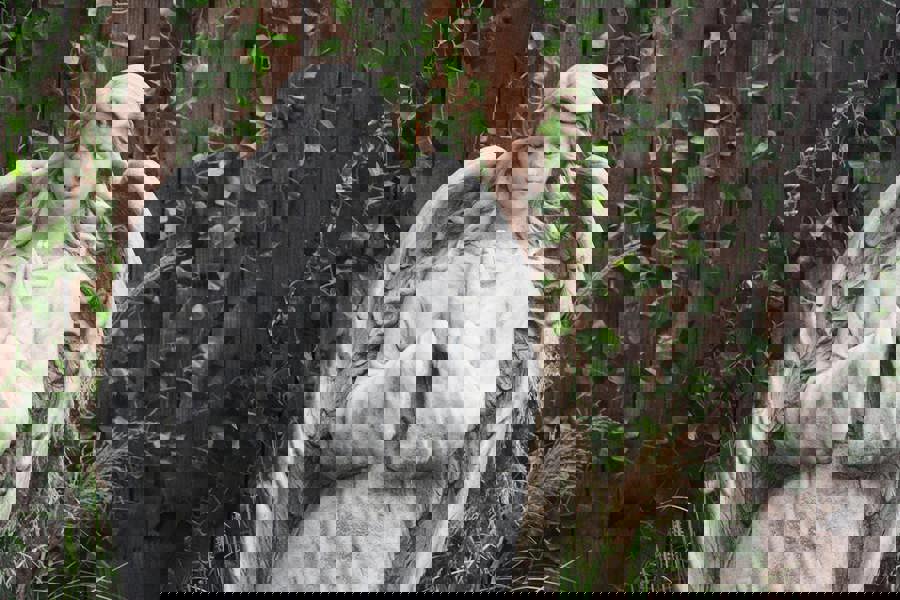 Large Stone Cast Praying Angel Memorial Statue