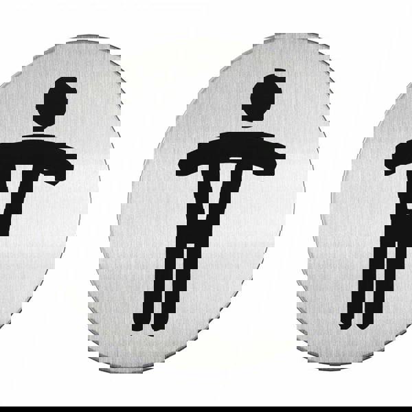 Durable Adhesive Men's WC Symbol Bathroom Toilet Sign | Stainless Steel | 83mm