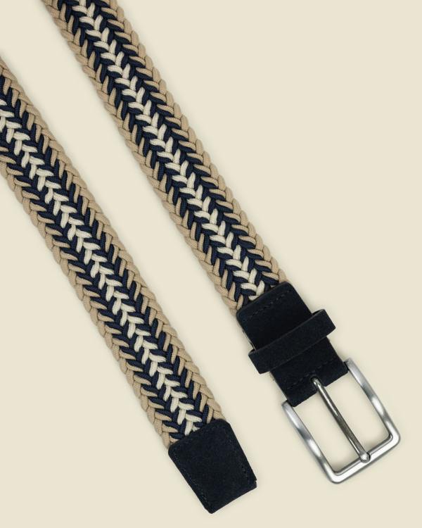 Larsson & Co Lunde - Multi-Coloured Wide Striped Braided Elastic Stretch Belt