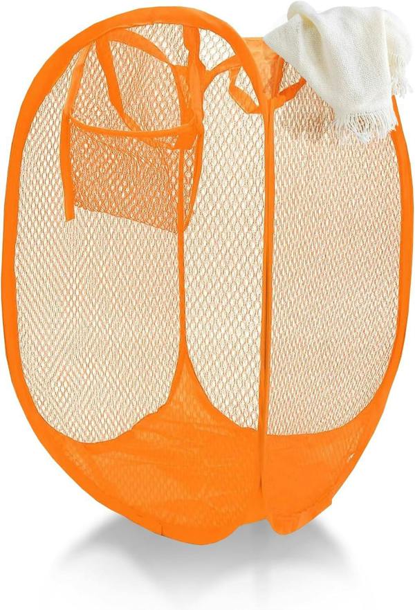 ATEK Collapsible Laundry Basket Folding Clothes Hamper Orange