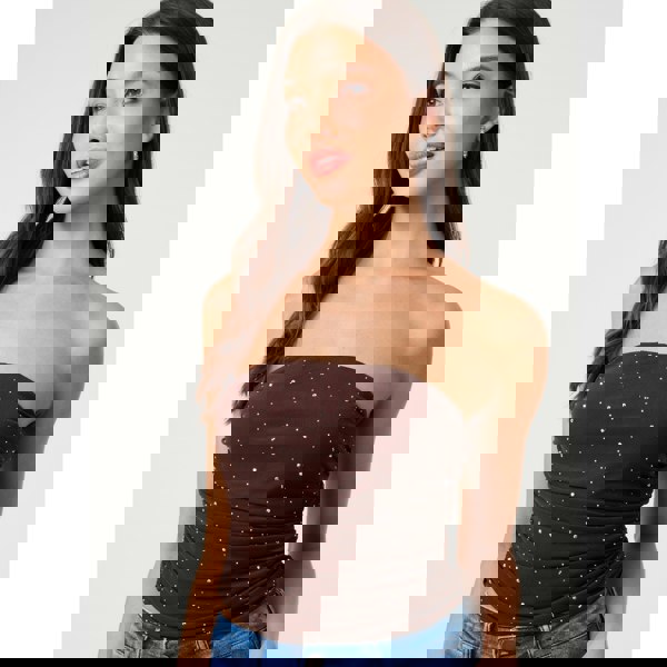 Pink Vanilla Diamante Bandeau Top - Brown