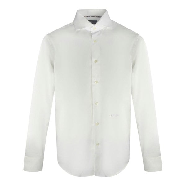 Aquascutum Embroidered Logo Long Sleeve White Shirt