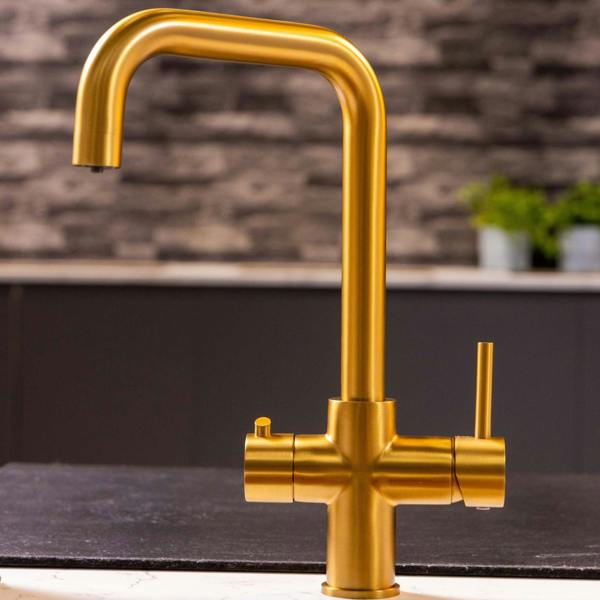 Flode Kyld 4 in 1 Instant Boiling & Cold Water Tap with Filtered Chilled Water |  Brushed Gold Finish