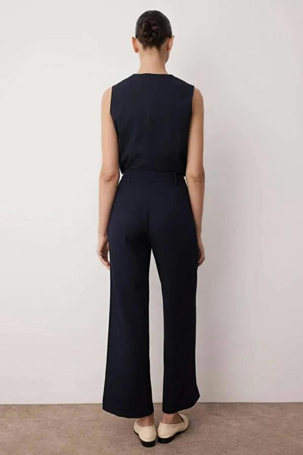 Hoxton Gal High-Waist Wide-Leg Pleated Woven Trousers