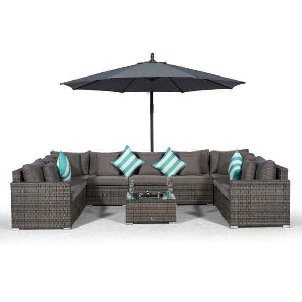 Giardino Havana 9 Seat Rattan Garden Sofa Set with Ice Bucket Coffee Table