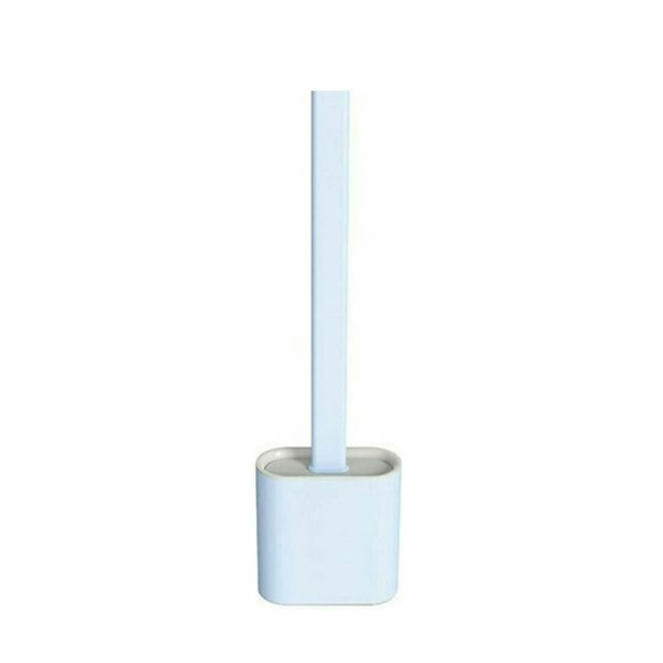 DS Living Silicone Toilet Brush and Holder TPR None Slip Long Plastic Handle Blue