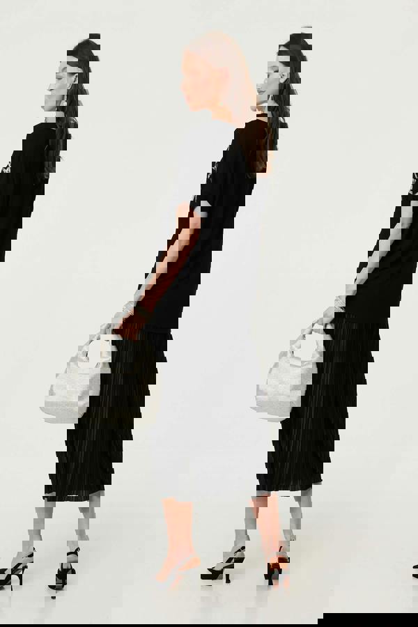 Black | Geo Print Sparkly Relaxed Top