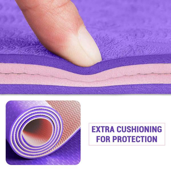 ROMIX Pro Yoga Mat with Alignment Lines, 6mm Non Slip Lightweight Exercise Mat with Carry Bag and Strap