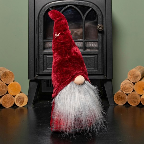 Samuel Alexander 48cm Red Tartan Sitting Christmas Gonk with Snowflake Hat