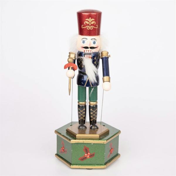 30cm Wooden Musical Nutcracker Soldier Christmas Decoration with Wind-Up Music and Hand-Painted Finish image 4