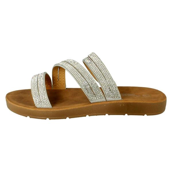 Savannah Ladies Savannah Slip On Diamante Detailed Summer Sandals F00448