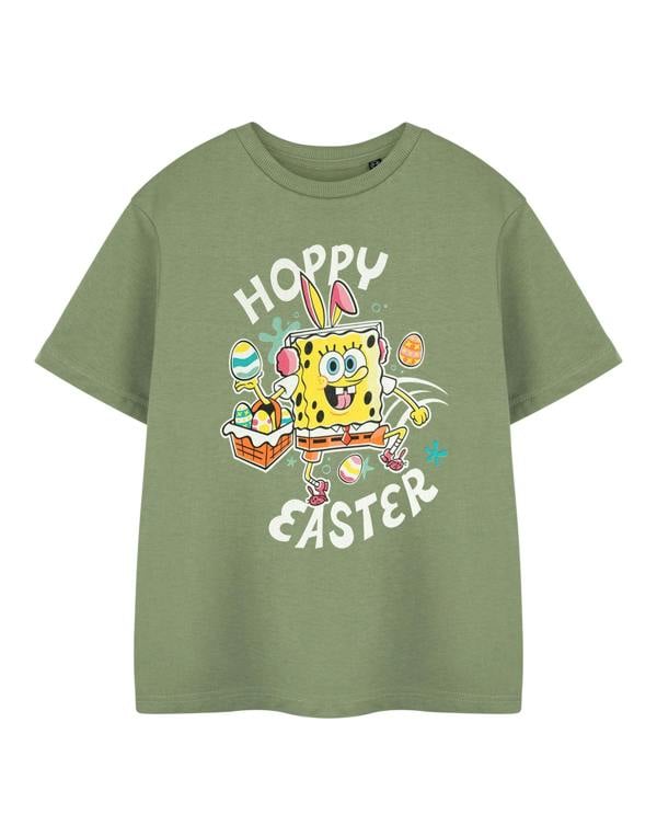 SpongeBob SquarePants Unisex Kids Green Hoppy Easter Short Sleeved T-Shirt