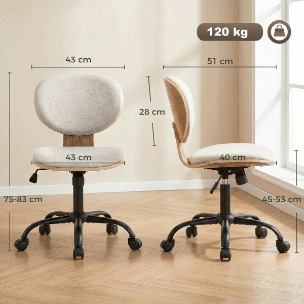 Home Office Desk Chair Rocking Function Ergonomic Swivel Chair with PU Wheels, Light Grey