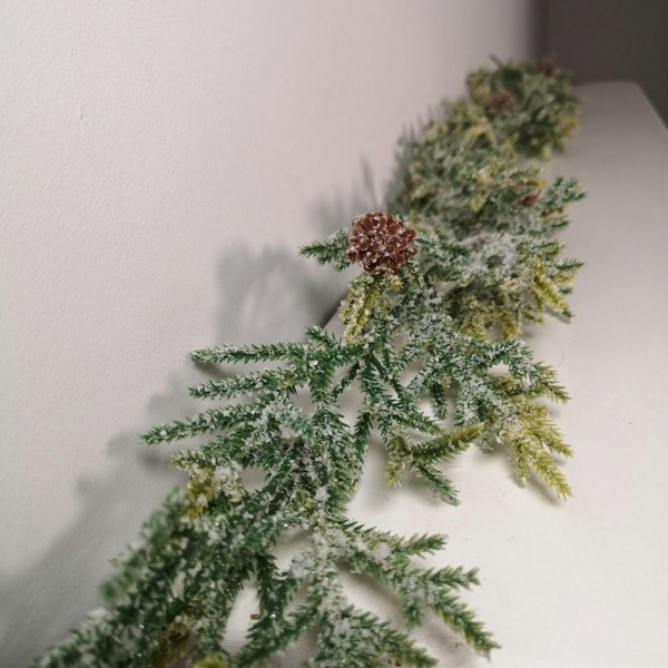 Samuel Alexander 160cm Realistic Look Christmas Green Spruce Garland with Frosting and Plastic Pine Cones