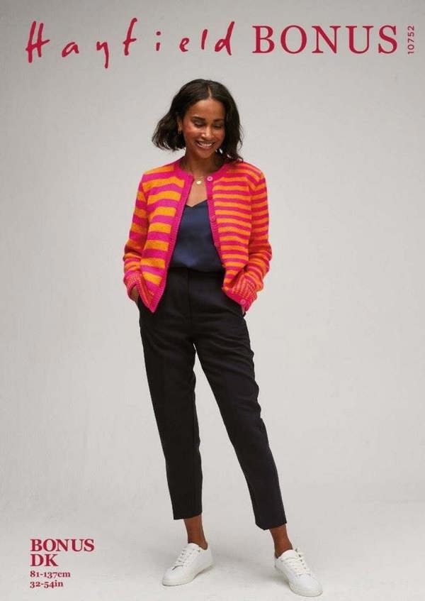 Hayfield Bonus DK Knitting Pattern 10752, Cardigans for Women, 32 - 54 Inches - Easy