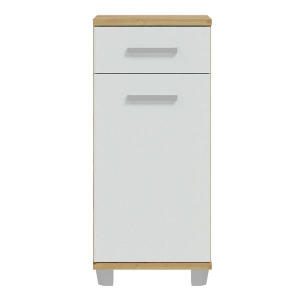 Furniture To Go Veris Bathroom Cupboard with 1 Door & 1 Drawer in Artisan Oak and Light Grey