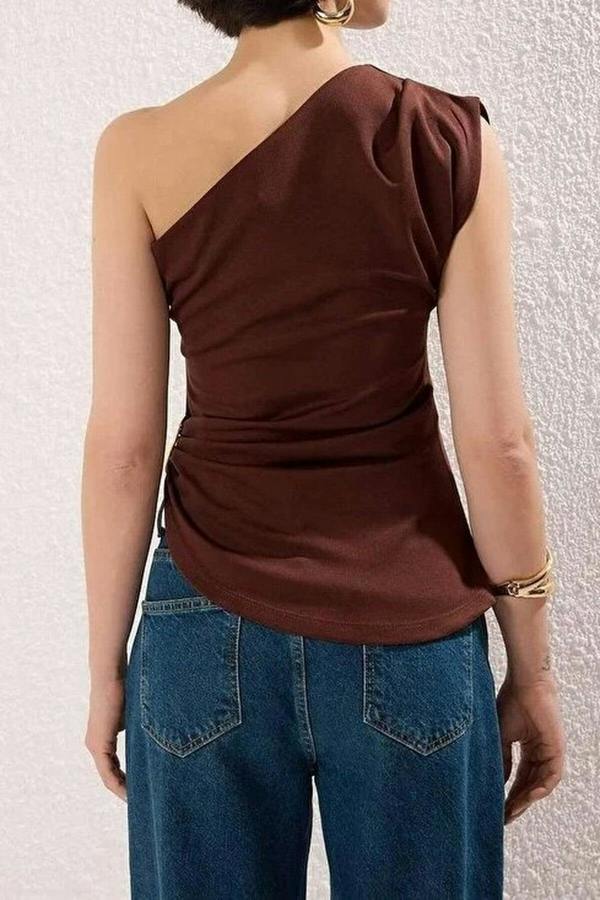 WOVCOR Plain Boat Neck Sleeveless Knitted Scuba Party Blouse